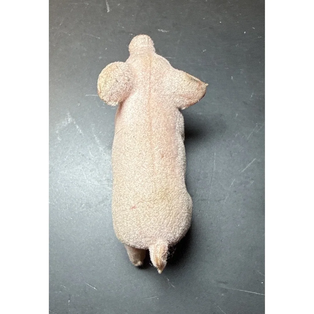 Vintage Flocked Pig Miniature Figurine Farm Animal Japan Kitsch 2.5